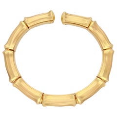 Cartier Yellow Gold Bamboo Cuff Bangle Bracelet