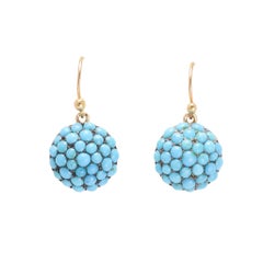 Antique Victorian Pavé Turquoise Dome Earrings