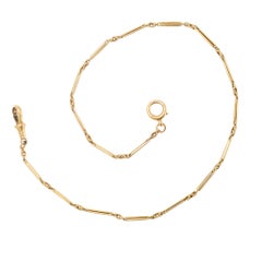 Antique Edwardian 18 Karat Gold Trombone Link Chain