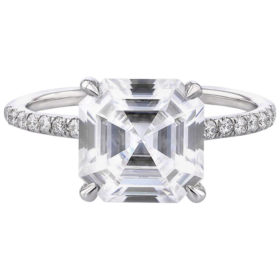 2 Carat GIA Asscher Cut Diamond Engagement Platinum 950 Ring For Sale