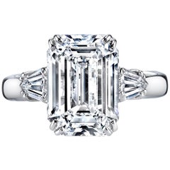 1 Carat Emerald Cut GIA Diamond Engagement Platinum 950 Ring