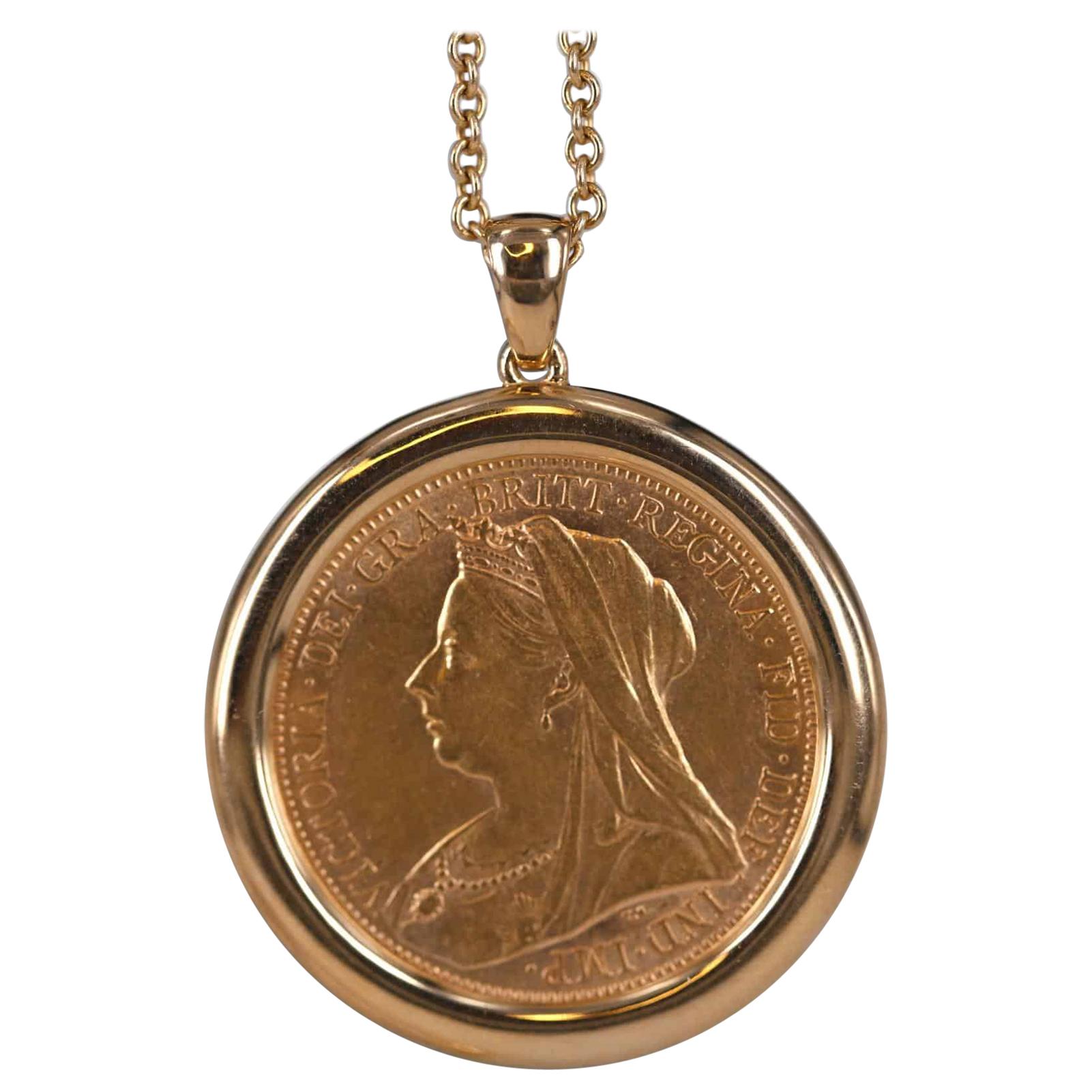 Victorian Gold Sovereign Pendant and Chain