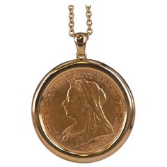 Victorian Gold Sovereign Pendant and Chain