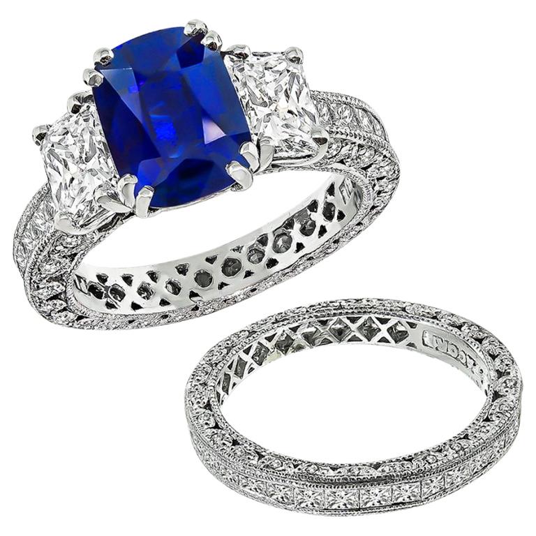 Tacori Sapphire Diamond Engagement Ring and Wedding Band Set