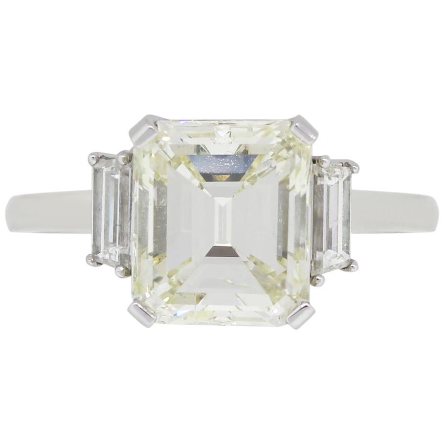 5.02 Carat Emerald Cut Diamond Engagement Ring