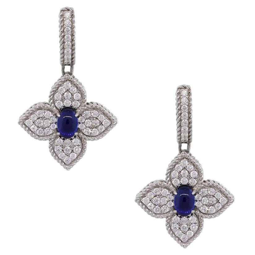Roberto Coin Diamond and Sapphire Dangle Princess Flower Earrings