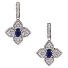 Boucles d'oreilles pendantes Princesse Fleur en diamant et saphir de Roberto Coin