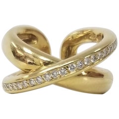 18 Karat "Antonini" Crossover Diamond Cuff Ring