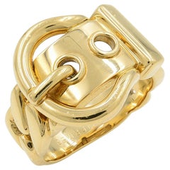 18 Karat Yellow Gold Hermes Belt and Buckle Band Ring