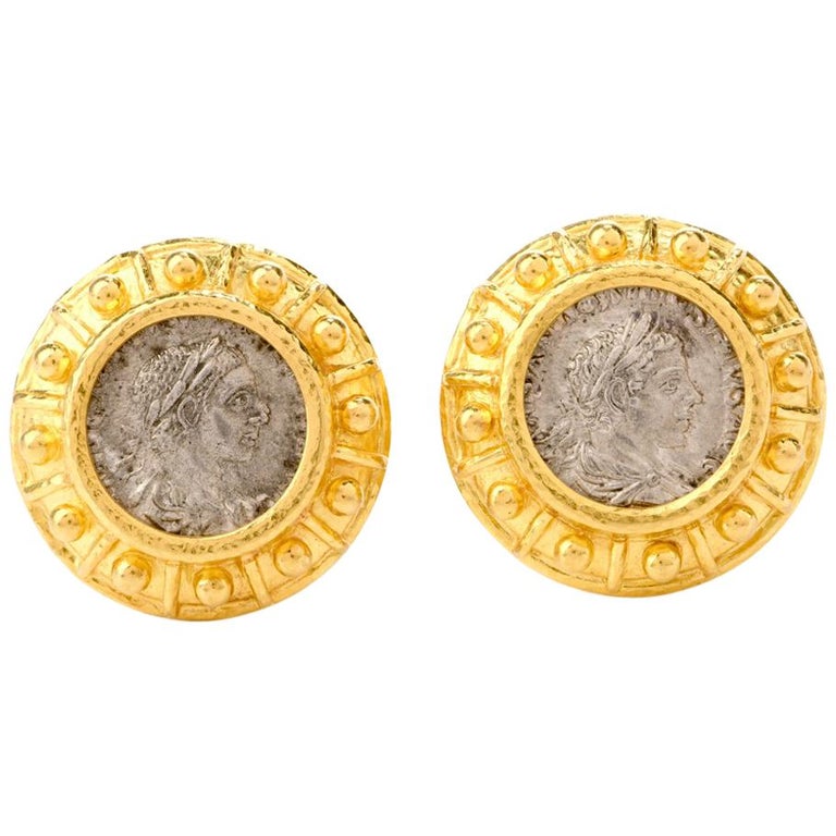 Elizabeth Locke Greek Coin 19 Karat Yellow Gold Earrings For Sale at ...