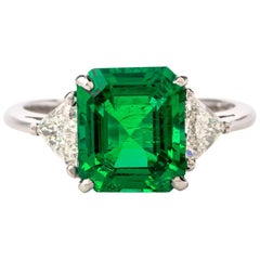 Mayors Certified 3.03 Carat Colombian Emerald Diamond Platinum Cocktail Ring