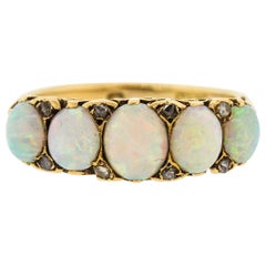 Antique English 18 Karat Yellow Gold Opal Five-Stone Ring