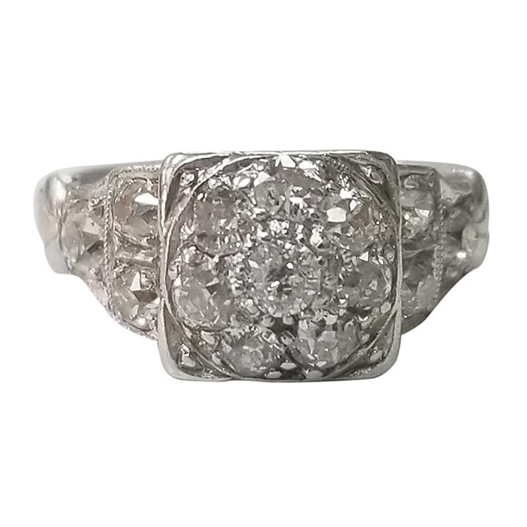 Platinum "Vintage" Diamond Cluster Ring