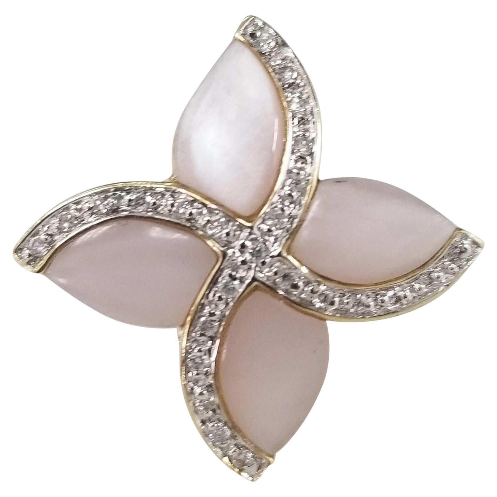 14 Karat Pink "Mother of Pearl" and Diamond Ring