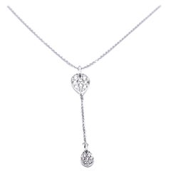 14 Karat White Gold Pave Diamond Pear Shaped Drops Necklace