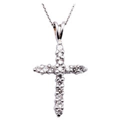 14 Karat White Gold .25 Carat Diamond Cross Necklace