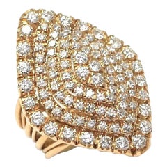 Bague cocktail française de la fin du 20e siècle en or jaune 18 carats avec diamants de 5 carats
