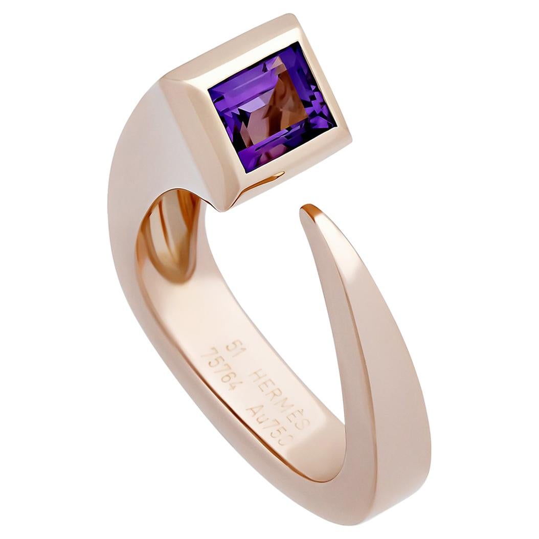 Hermès 18 Karat Rose Gold Purple Amethyst Ring