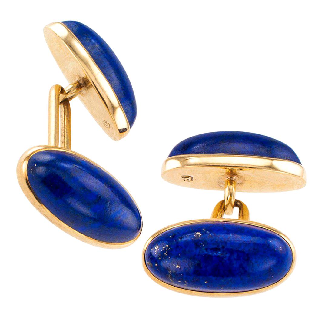 Antique Lapis Lazuli Double Sided Gold Cufflinks