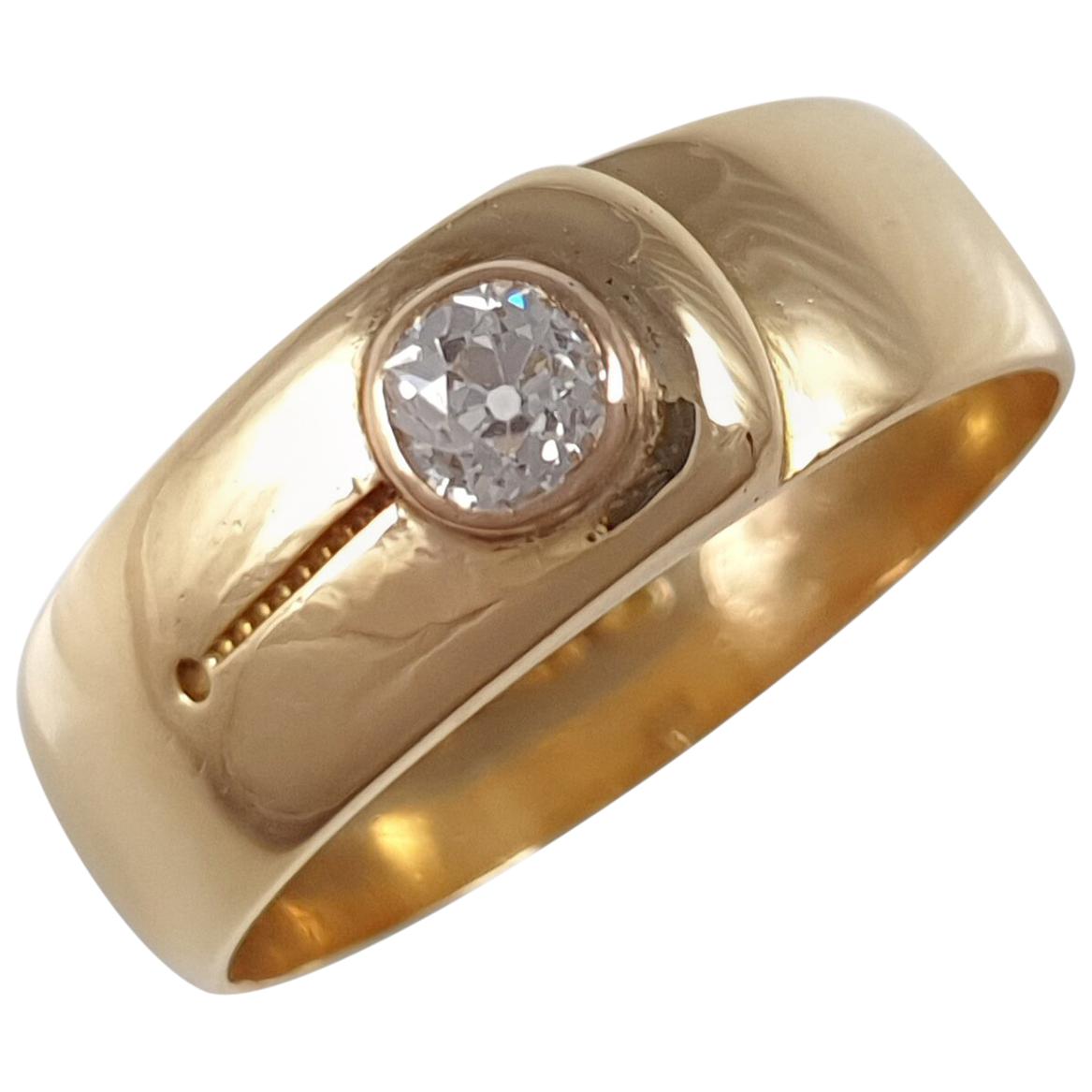 Victorian 18 Carat Yellow Gold and Diamond Buckle Ring, Chester, 1884 For Sale