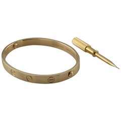 Cartier 18 Karat Yellow Gold Love Bracelet with Screwdriver and Pouch
