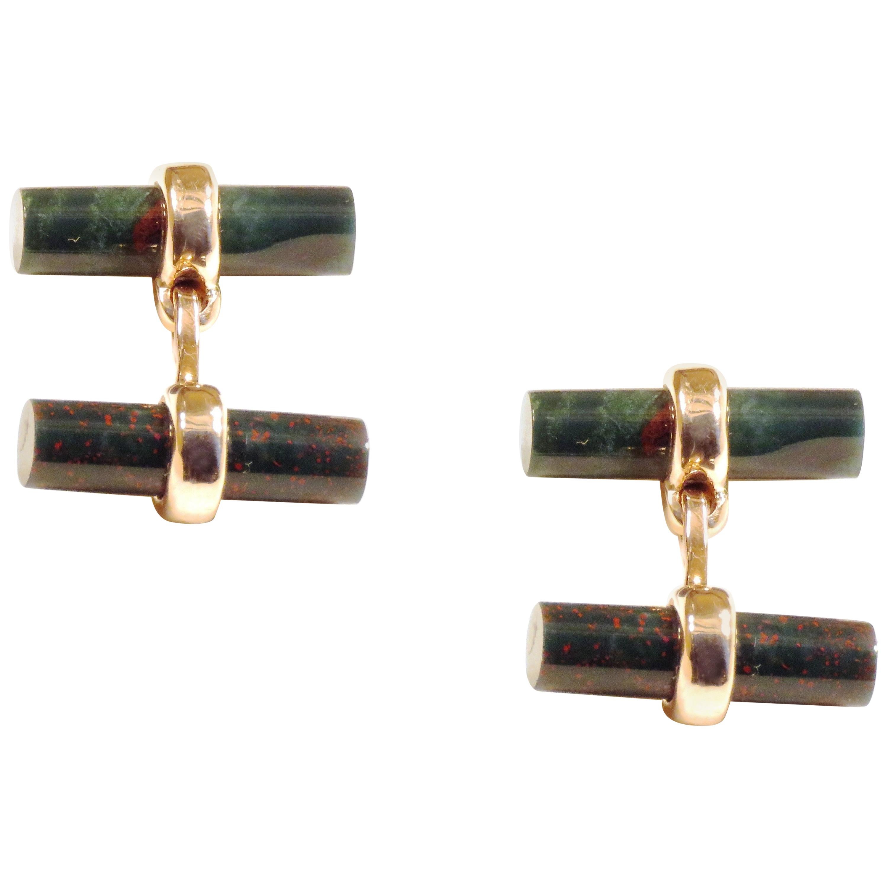 Rose Gold Bloodstone Cufflinks Handcrafted in Italy by Botta Gioielli