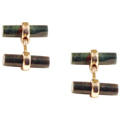 Rose Gold Bloodstone Cufflinks Handcrafted in Italy by Botta Gioielli