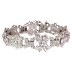 Vintage Platinum 12 Carat Diamond Bracelet, Art Deco Style Made in the 1950s