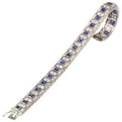 Antique Stunning Art Deco Platinum Diamond and Sapphire Bracelet