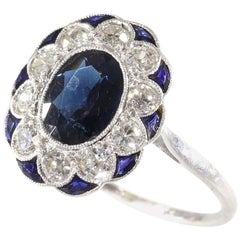 Charming Original Vintage Diamond and Sapphire Engagement Ring
