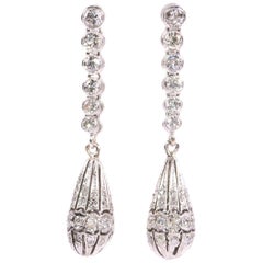 Antique Magnificent Art Deco 2.14 Carat Diamond Pendent Earrings