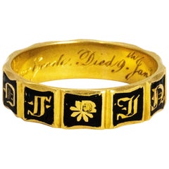 Early Victorian 18 Carat Gold Mourning Band