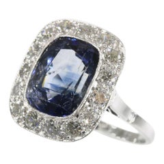 Original Vintage Art Deco Sapphire and Diamond Engagement Ring