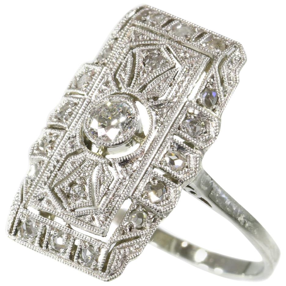  Edwardian Art Deco Diamond Engagement Ring For Sale