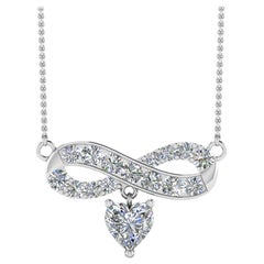 1.20 Carat Heart Shape Pendant Necklace Diamond 18 Karat White Gold