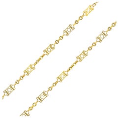 1900s Openwork Patterns 18 Karat Rose Gold Chain Necklace