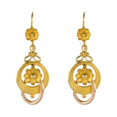 20th Century French Belle Époque Yellow Gold Dangle Earrings