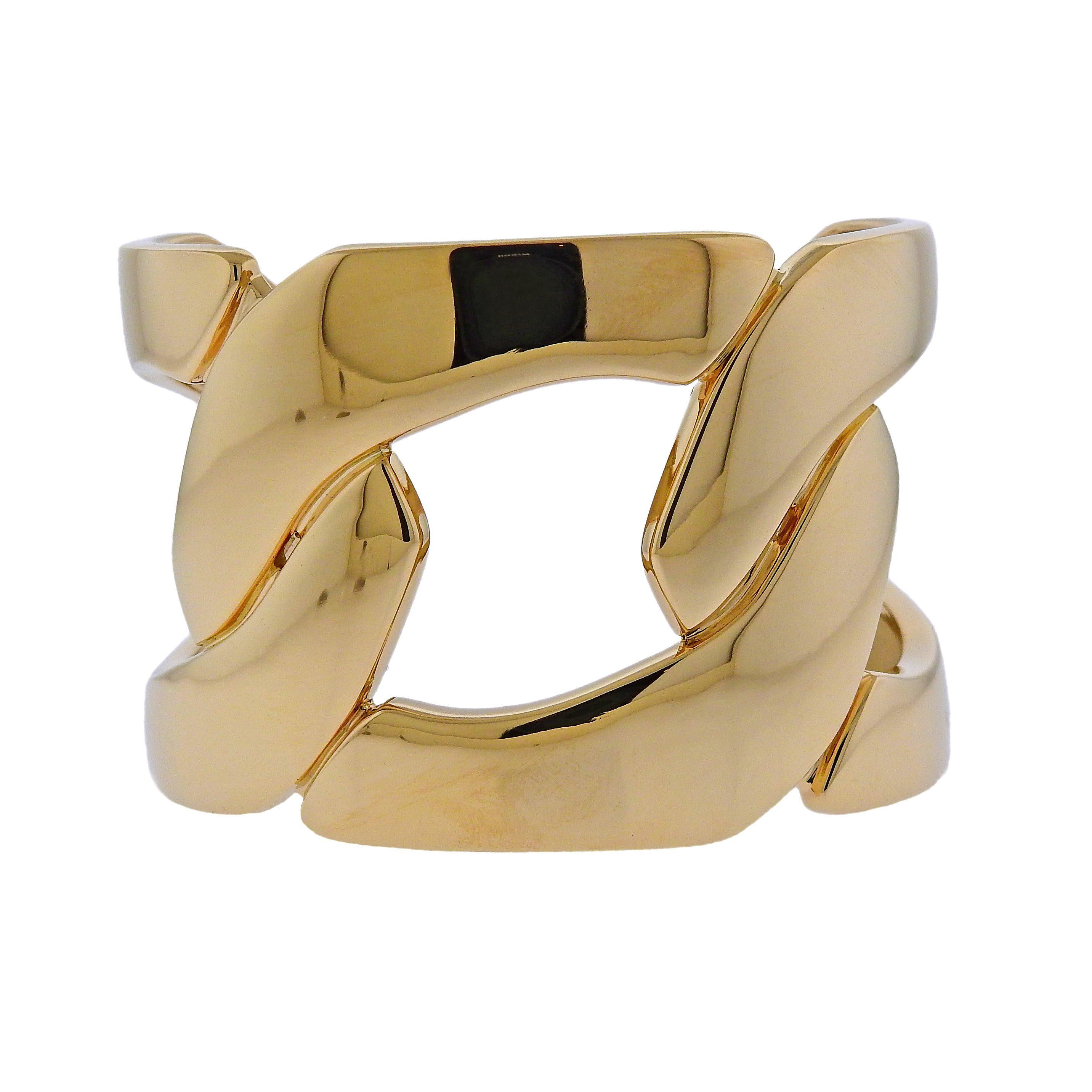 Seaman Schepps Gold Three Links Cuff Bracelet For Sale