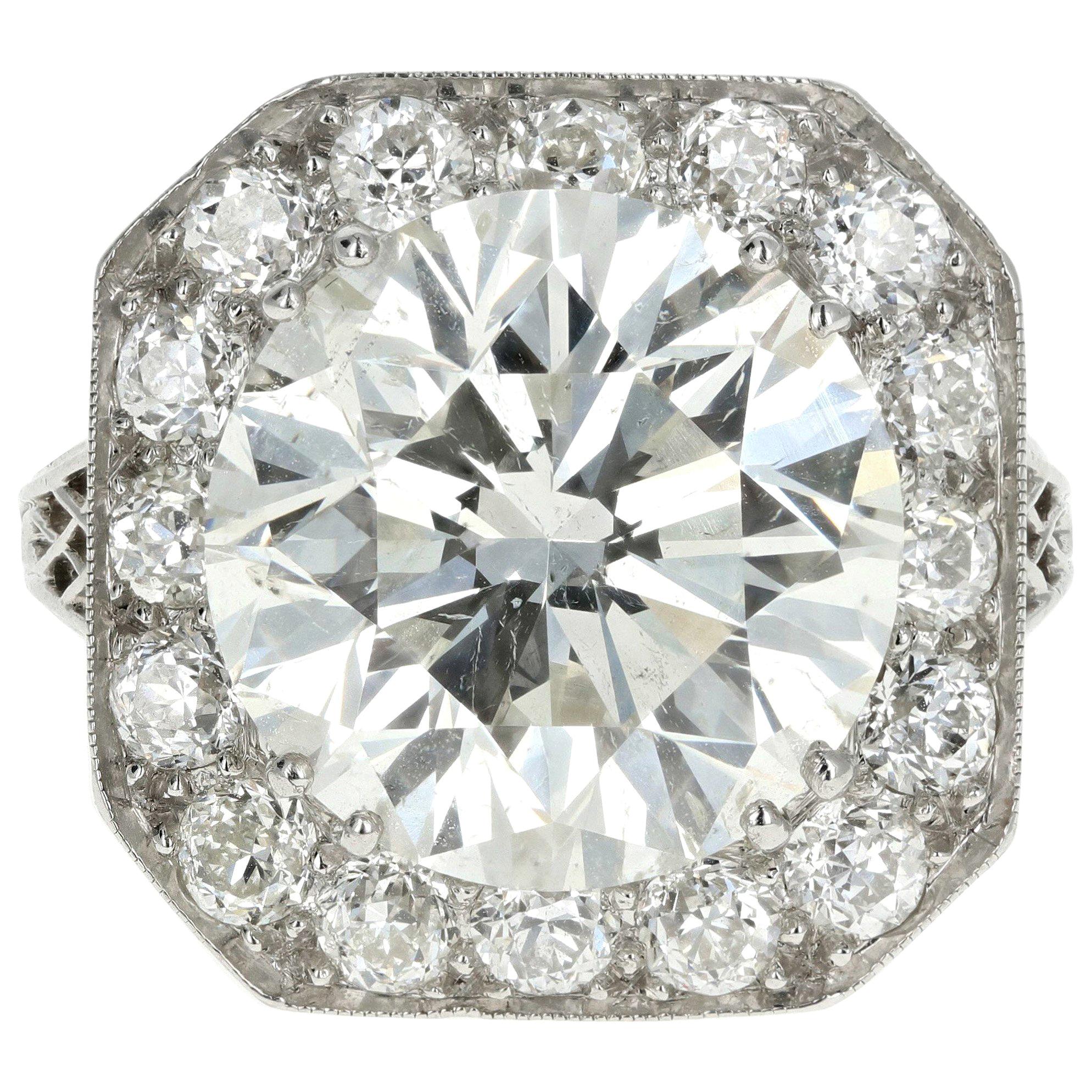 Platinum 10.05 Carat Round Brilliant Cut Diamond Engagement Ring EGL Certified