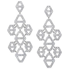1 Carat Diamond Chandelier Earrings 18 Karat White Gold