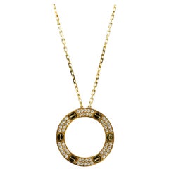 Cartier 18 Karat Yellow Gold Love Necklace, Diamond-Paved