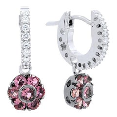 Pasquale Bruni Fiori 18 Karat White Gold Diamond Pink Tourmaline Dangle Earrings