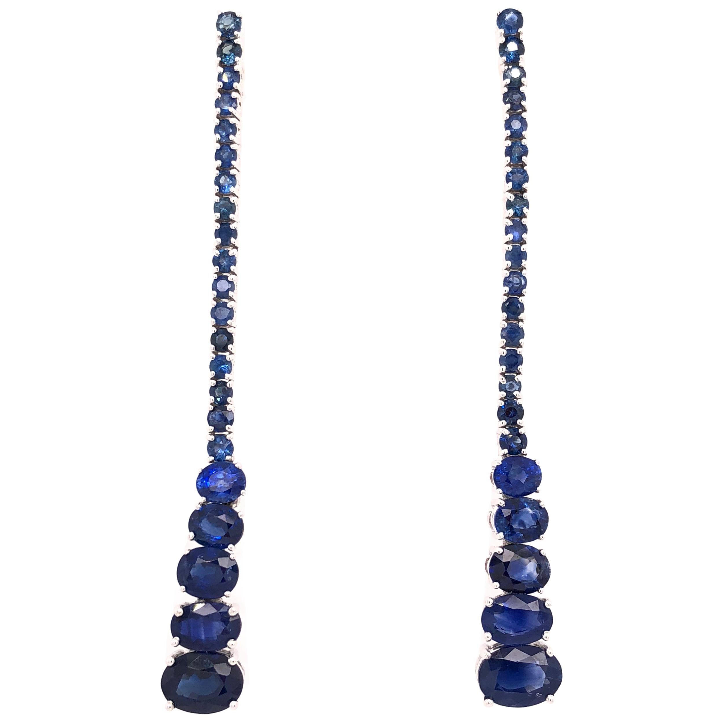 Ruchi New York Oval Blue Sapphire Drop Earrings