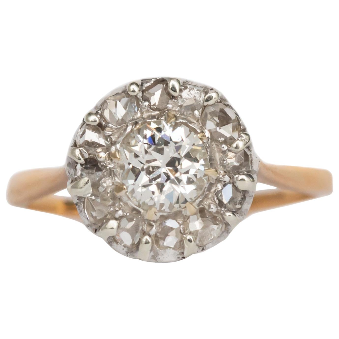 .53 Carat Diamond Yellow Gold and White Gold Engagement Ring