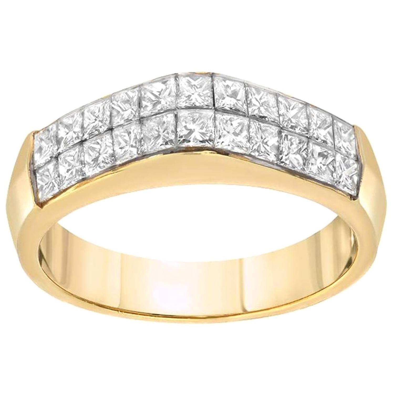 Invisible Set Diamond Gold Ring For Sale