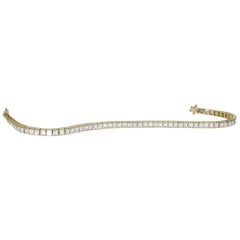 18 Karat Yellow Gold Carre' Cut Diamond Tennis Bracelet