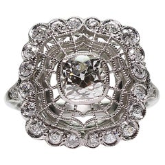 Antique Estate Platinum Diamond Edwardian Style Engagement Ring