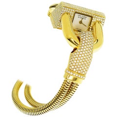 VanCleef & Arpels Diamond 18 Karat Yellow Gold Miss Cadena Bracelet Watch