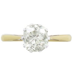 Antique Vintage 1.83 Carat Diamond Gold Solitaire Engagement Ring