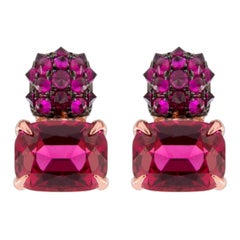 Jona - Boucles d'oreilles en or rose 18 carats avec spinelle rouge et rubis